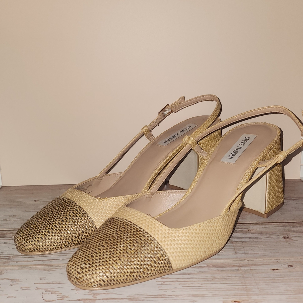 Steve Madden Cream and Brown Slingback Heels